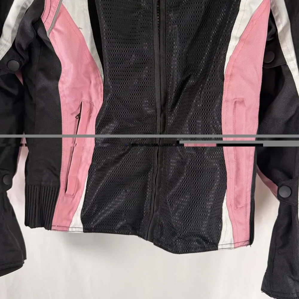 BILT Motorcycle Jacket Women's Medium Black Pink Full Zip Padded Pockets